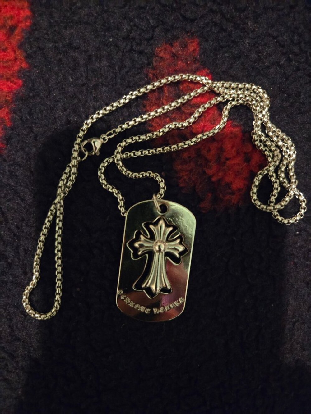 Chrome Hearts style dog tag necklace